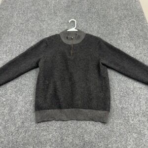 Unbranded Sweater Mens M Charcoal Cashmere Quarter Zip Mock Neck Casual Classic